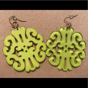 Lime green translucent earrings